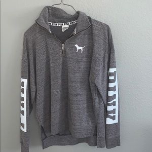 PINK Grey Quarter-Zip Sweatshirt